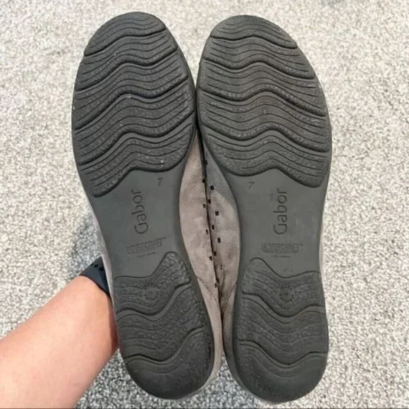 Gabor Ballet Flats Leather Perforated Comfort Classic Round Toe Gray/Tan Sz. 9.5 - Picture 7 of 8